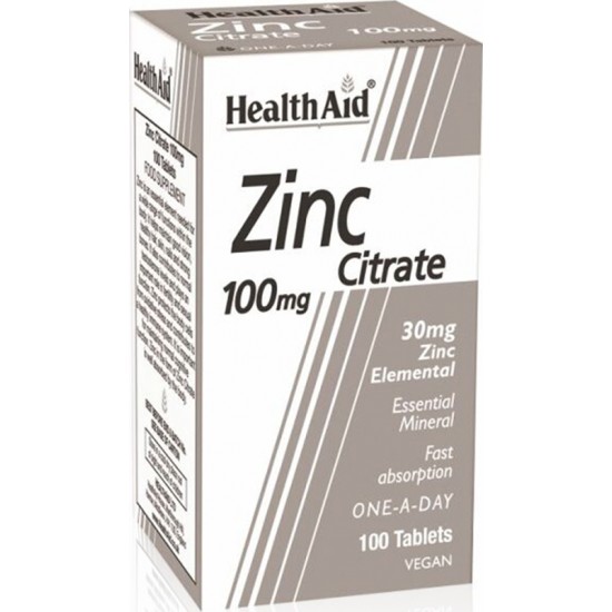 HEALTH AID ZINC CITRATE 100mg 100tabs