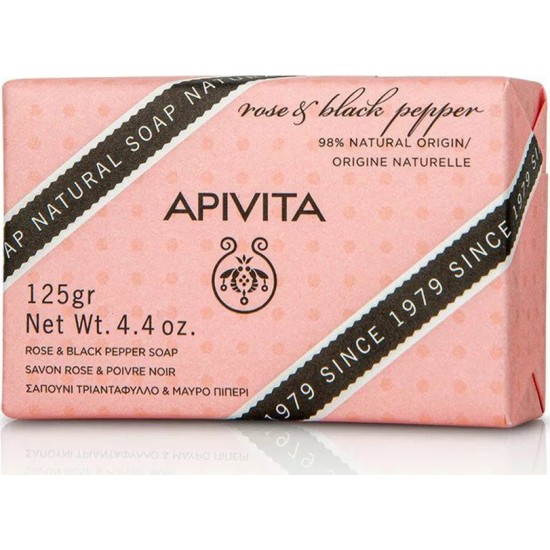 APIVITA ROSE PEPPER ΦΥΣΙΚΟ ΣΑΠΟΥΝΙ ΜΕ ΤΡΙΑΝΤΑΦΥΛΛΟ & ΜΑΥΡΟ ΠΙΠΕΡΙ 125gr